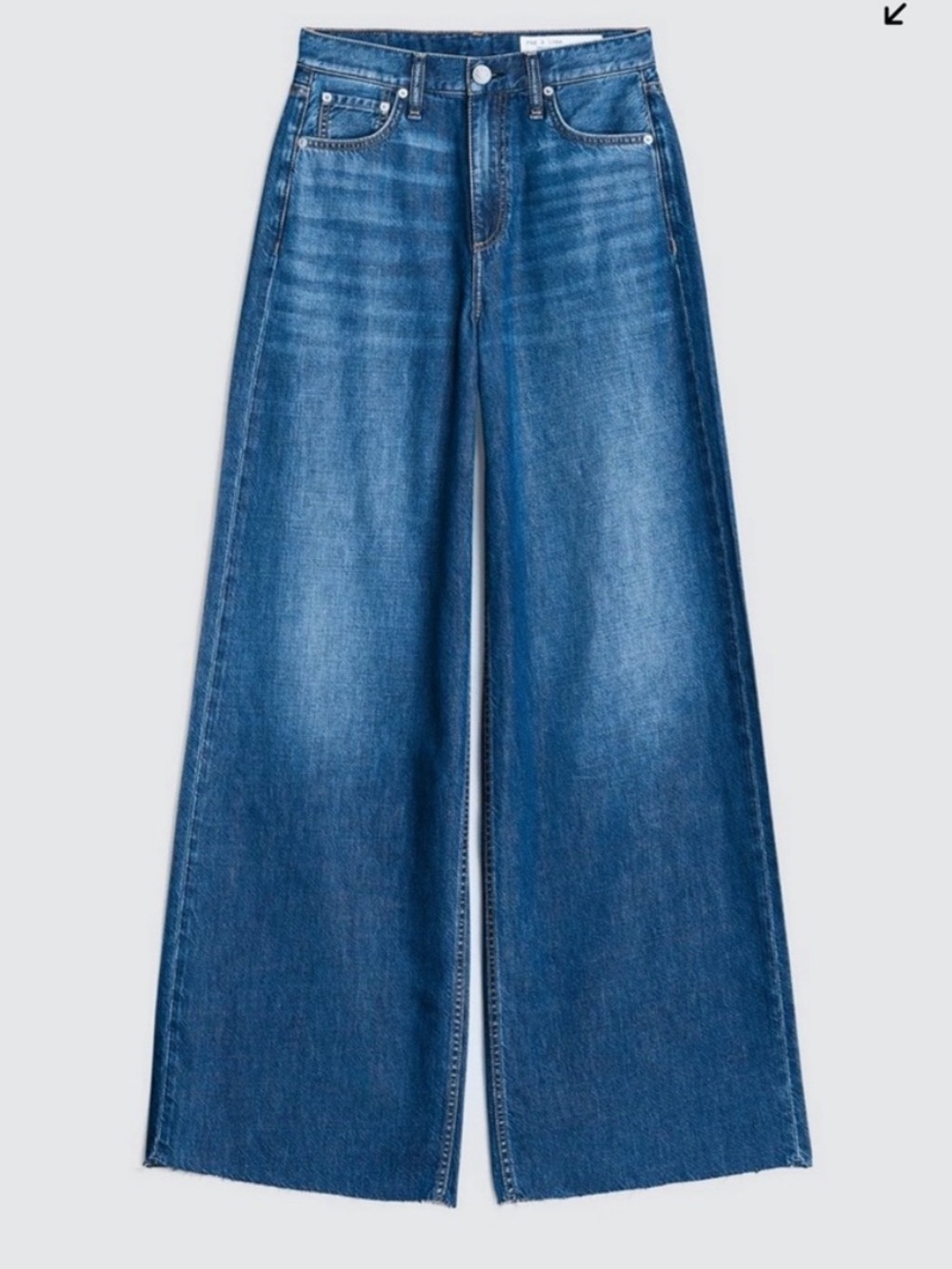 rag & bone Sofie Featherweight Ultra Wide‑Leg Raw Hem Jeans 30 in Otto - Picture 3 of 9